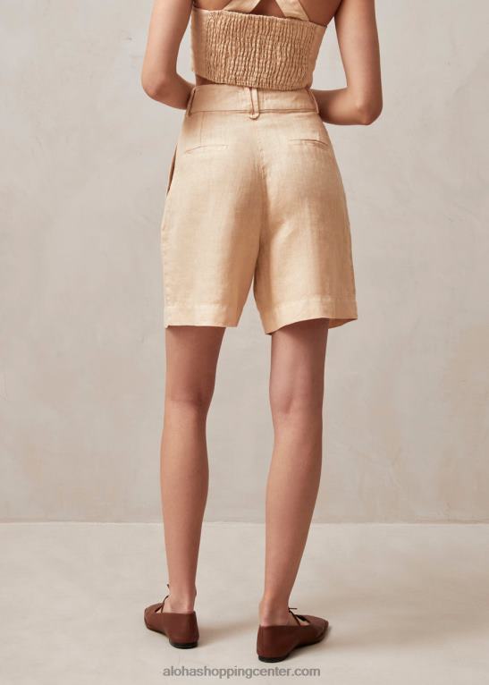 boa - bež lanene kratke hlače ženske Alohas 0D4R8630