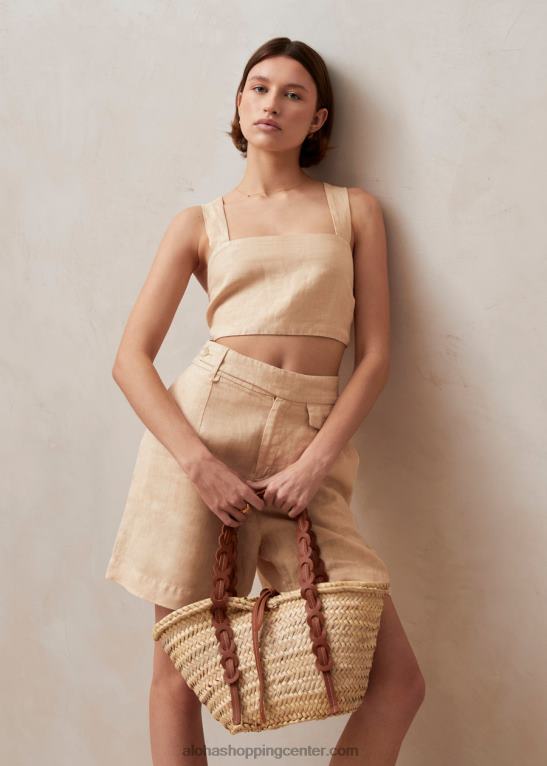 boa - bež lanene kratke hlače ženske Alohas 0D4R8630