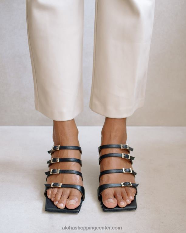 bodičasti - črni usnjeni sandali ženske Alohas 0D4R8516