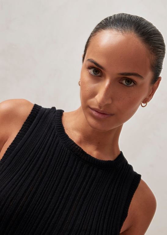 breezy - črna pletena obleka ženske Alohas 0D4R8617