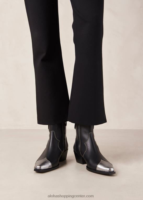 buffalo - črni in srebrni usnjeni škornji ženske Alohas 0D4R8377