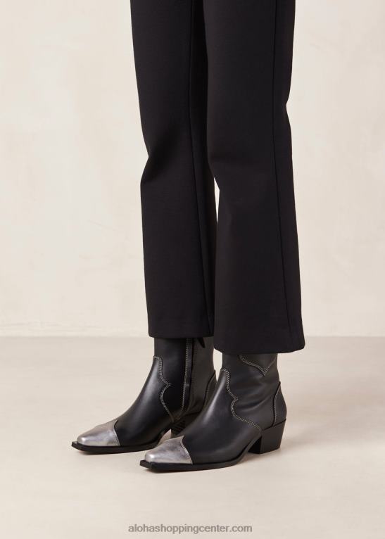 buffalo - črni in srebrni usnjeni škornji ženske Alohas 0D4R8377