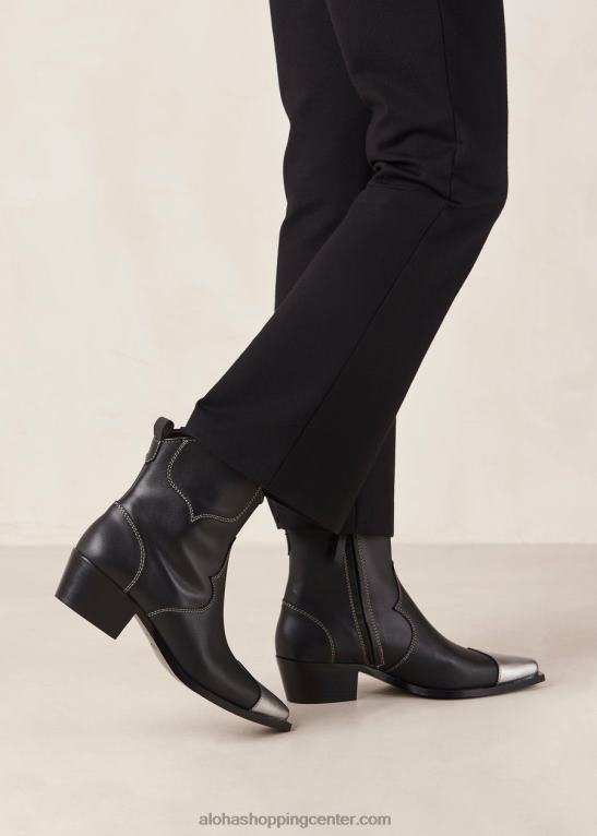 buffalo - črni in srebrni usnjeni škornji ženske Alohas 0D4R8377