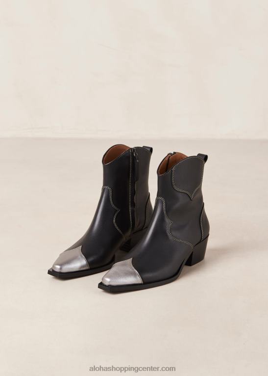 buffalo - črni in srebrni usnjeni škornji ženske Alohas 0D4R8377