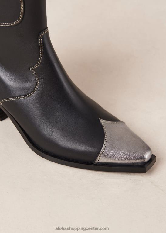 buffalo - črni in srebrni usnjeni škornji ženske Alohas 0D4R8377