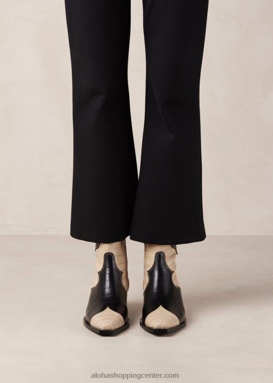 buffalo - črno-beli usnjeni škornji ženske Alohas 0D4R8378