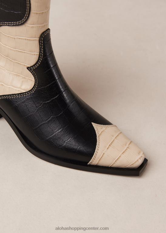 buffalo - črno-beli usnjeni škornji ženske Alohas 0D4R8378