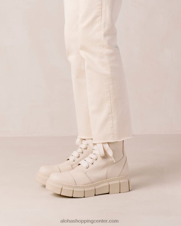 can can - bež usnjeni bojni škornji ženske Alohas 0D4R860