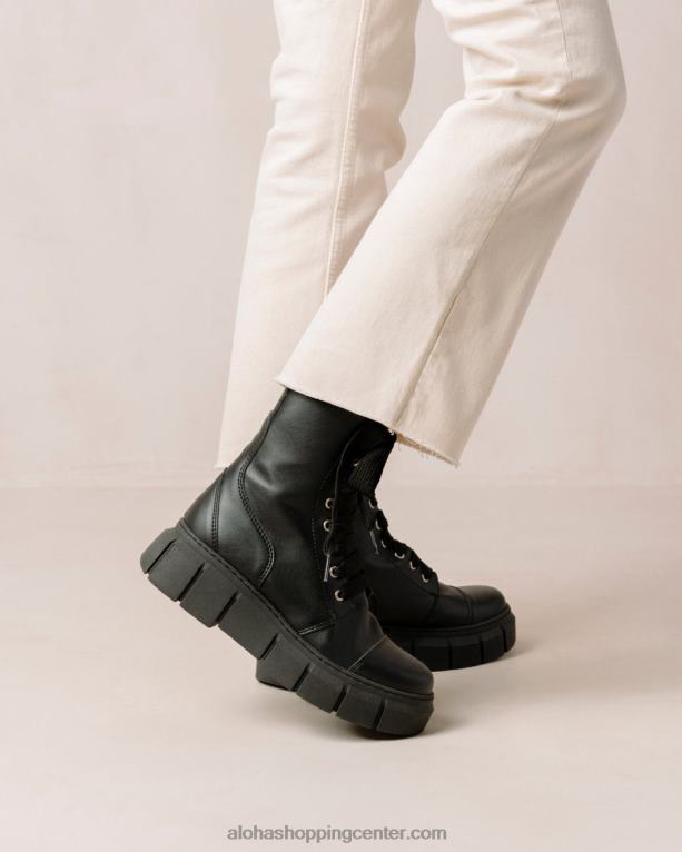 can can - črni veganski usnjeni škornji ženske Alohas 0D4R8282