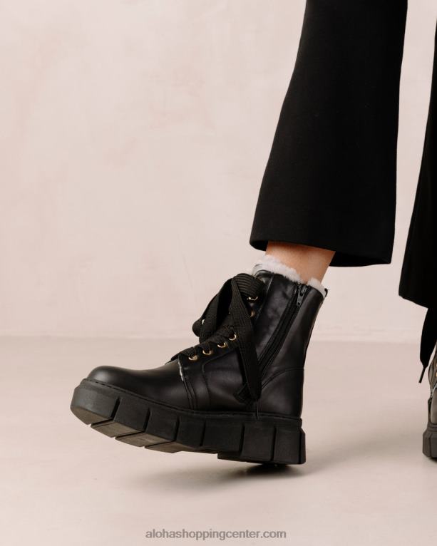 can can - črni škornji iz striženega usnja ženske Alohas 0D4R858