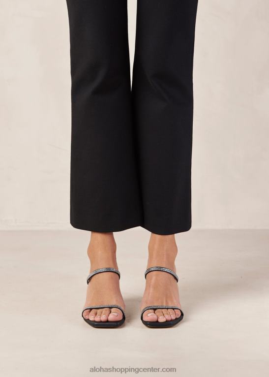 cannes glow - črni sandali iz usnja in kristalov ženske Alohas 0D4R8162