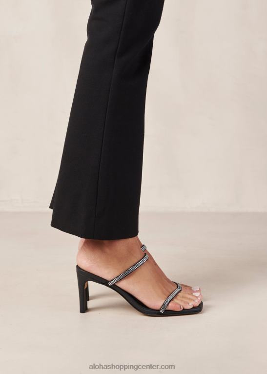 cannes glow - črni sandali iz usnja in kristalov ženske Alohas 0D4R8162