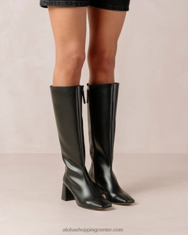 chalk - črni veganski usnjeni škornji ženske Alohas 0D4R8111