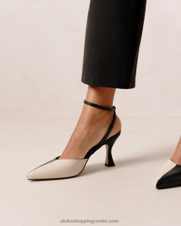 cinderella - črno-bele usnjene copate ženske Alohas 0D4R882