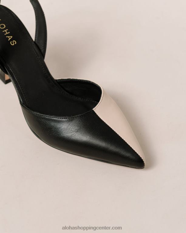 cinderella - črno-bele usnjene copate ženske Alohas 0D4R882