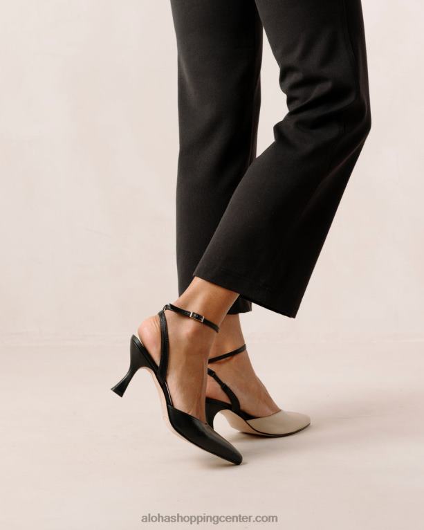 cinderella - črno-bele usnjene copate ženske Alohas 0D4R882