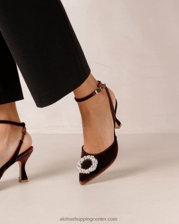 cinderella crystal - rjave žametne copate ženske Alohas 0D4R883