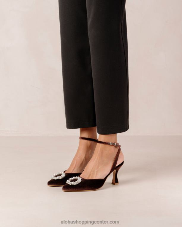 cinderella crystal - rjave žametne copate ženske Alohas 0D4R883