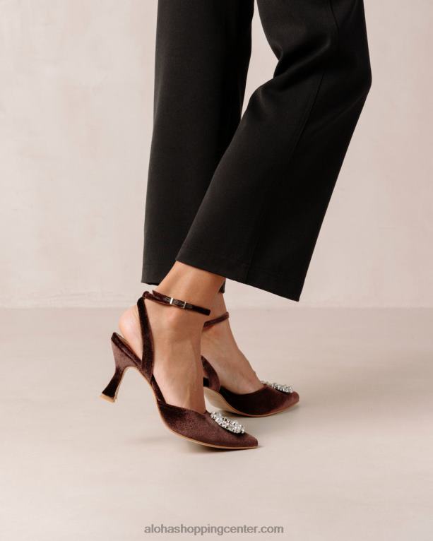 cinderella crystal - rjave žametne copate ženske Alohas 0D4R883