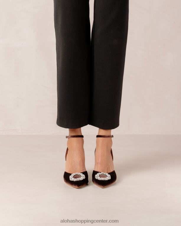 cinderella crystal - rjave žametne copate ženske Alohas 0D4R883