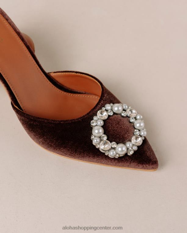 cinderella crystal - rjave žametne copate ženske Alohas 0D4R883