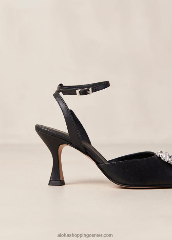 cinderella crystal - črne usnjene copate ženske Alohas 0D4R885