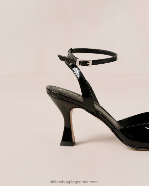 cinderella onix - črne usnjene copate ženske Alohas 0D4R888