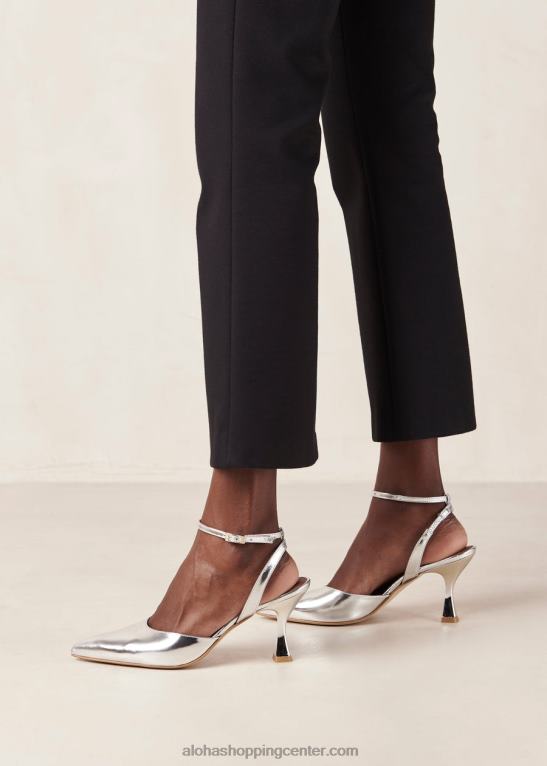 cinderella shimmer - srebrne usnjene copate ženske Alohas 0D4R878