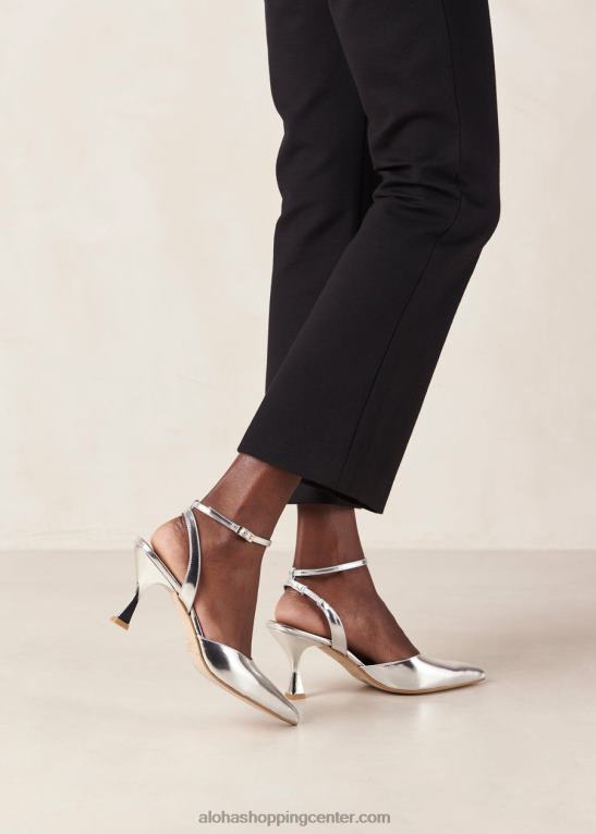 cinderella shimmer - srebrne usnjene copate ženske Alohas 0D4R878