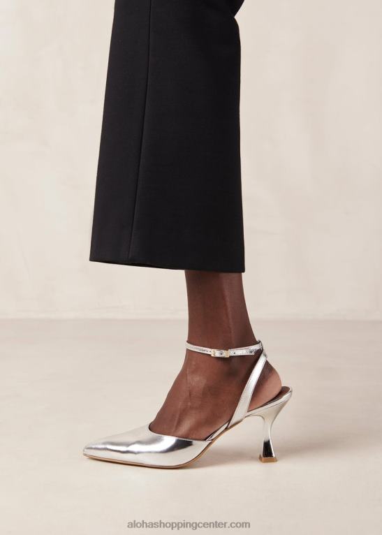 cinderella shimmer - srebrne usnjene copate ženske Alohas 0D4R878