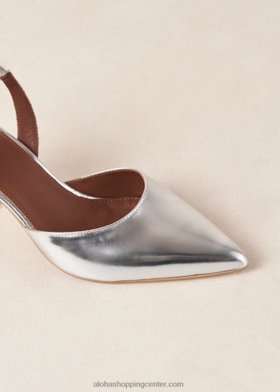 cinderella shimmer - srebrne usnjene copate ženske Alohas 0D4R878