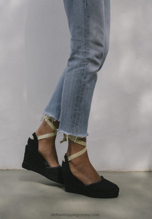 clara by night - espadrile iz črnega platna ženske Alohas 0D4R8435