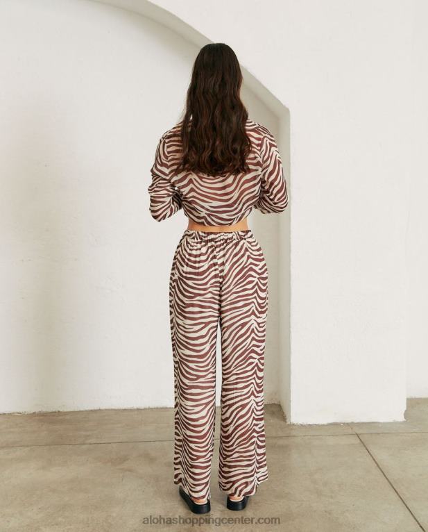 cliffhanger safari - rjave in bele hlače ženske Alohas 0D4R8821