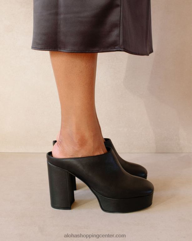 clock out - črne usnjene mule ženske Alohas 0D4R8496