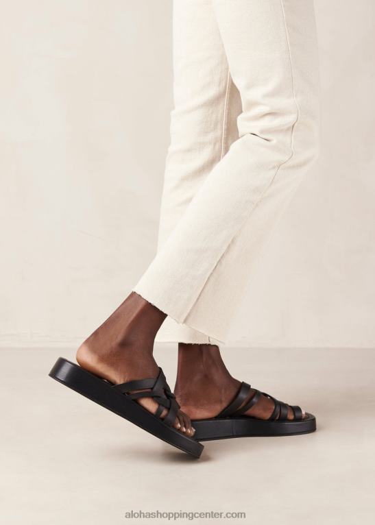 cool - črni usnjeni sandali ženske Alohas 0D4R8424