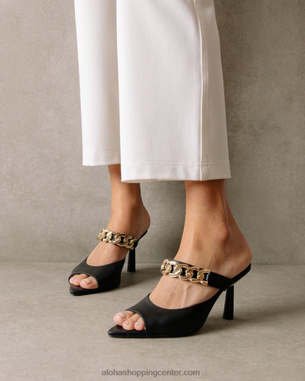 daisy - črne usnjene mule ženske Alohas 0D4R8536