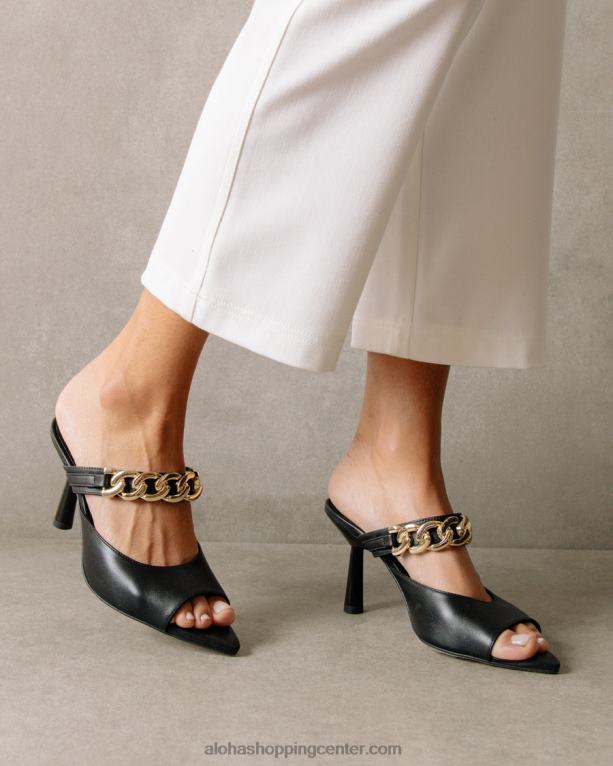 daisy - črne usnjene mule ženske Alohas 0D4R8536