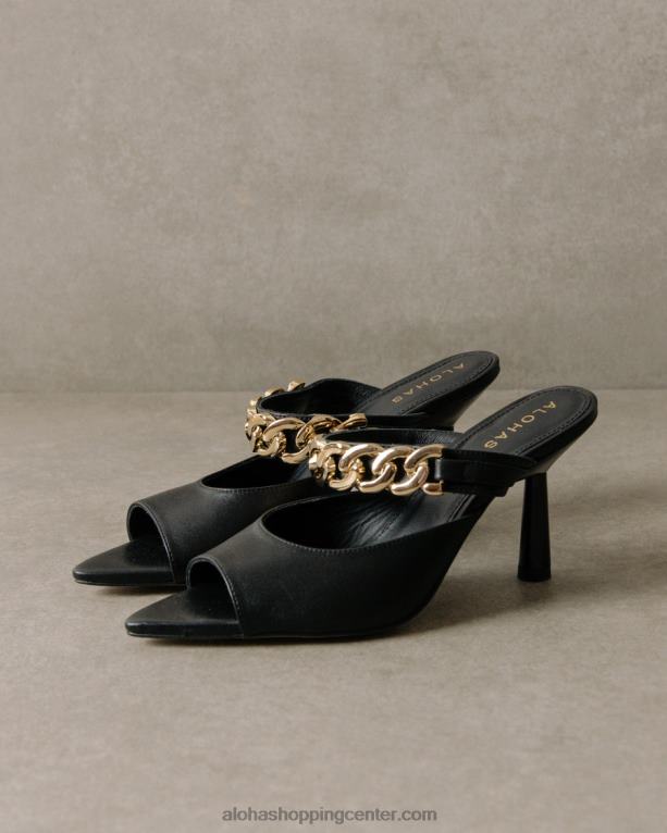 daisy - črne usnjene mule ženske Alohas 0D4R8536