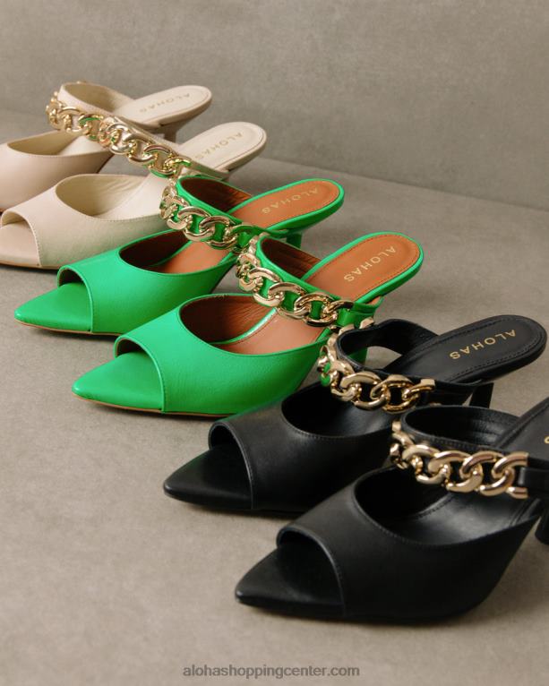 daisy - črne usnjene mule ženske Alohas 0D4R8536