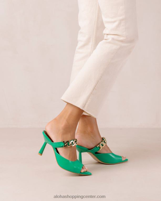 daisy shiny - zelene usnjene mule ženske Alohas 0D4R8535