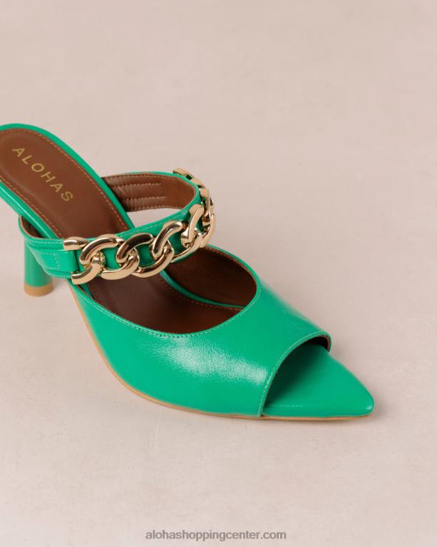 daisy shiny - zelene usnjene mule ženske Alohas 0D4R8535