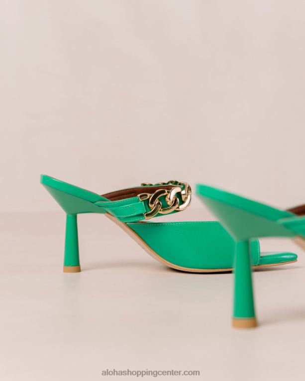 daisy shiny - zelene usnjene mule ženske Alohas 0D4R8535