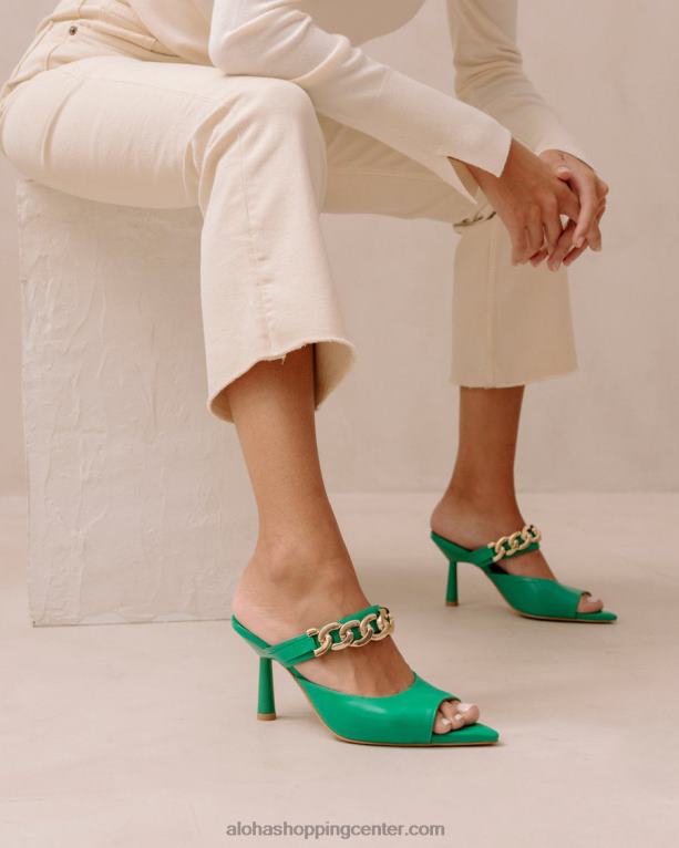 daisy shiny - zelene usnjene mule ženske Alohas 0D4R8535