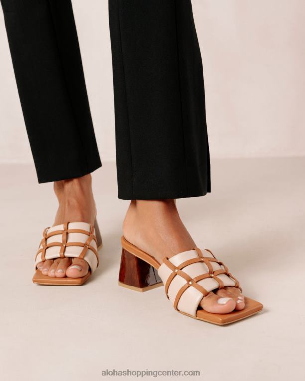 diorit - bele in rjave usnjene sandale ženske Alohas 0D4R8397