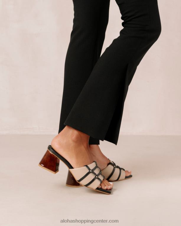 diorit - črni in bež usnjeni sandali ženske Alohas 0D4R8398