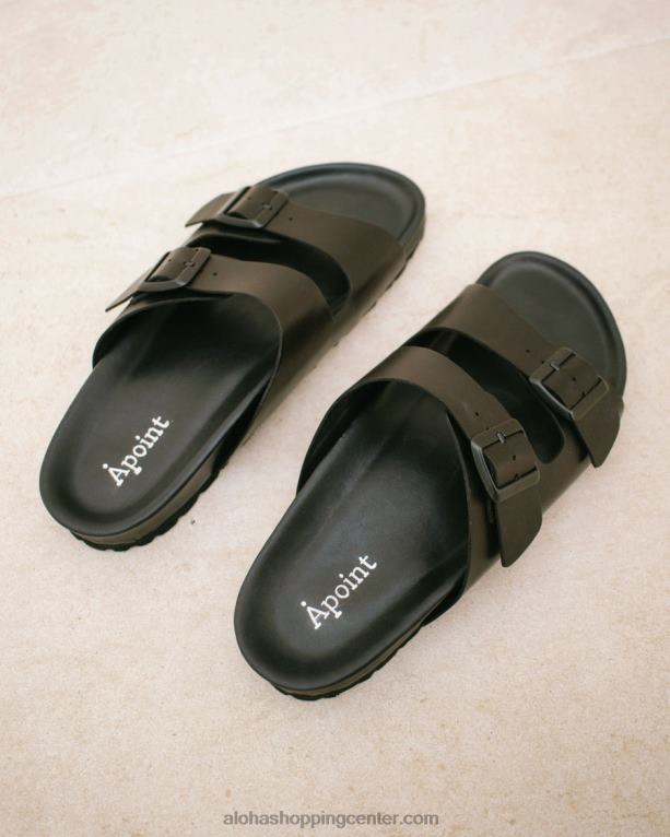 domače - črne usnjene sandale ženske Alohas 0D4R8566