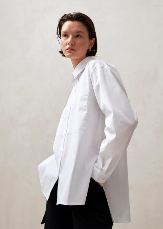 domenica - bela bombažna srajca ženske Alohas 0D4R8626