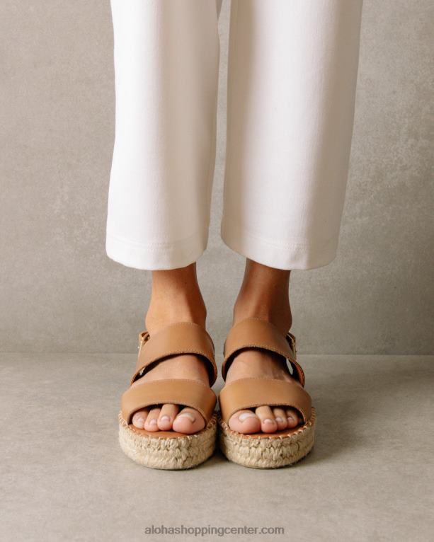 dvojni pas - rjave usnjene espadrile ženske Alohas 0D4R8328