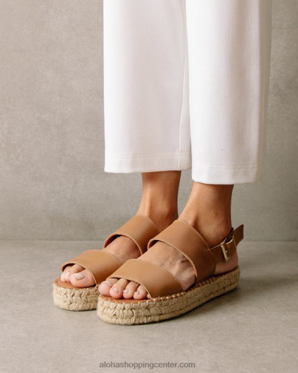 dvojni pas - rjave usnjene espadrile ženske Alohas 0D4R8328