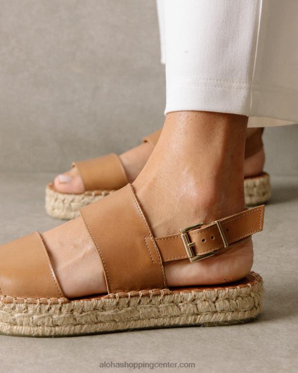 dvojni pas - rjave usnjene espadrile ženske Alohas 0D4R8328